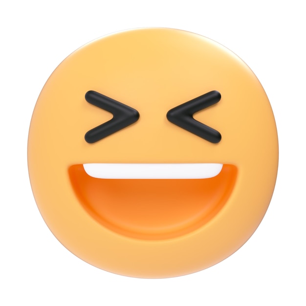 Emoji 3D sonriente con lágrimas y ojos entrecerrados