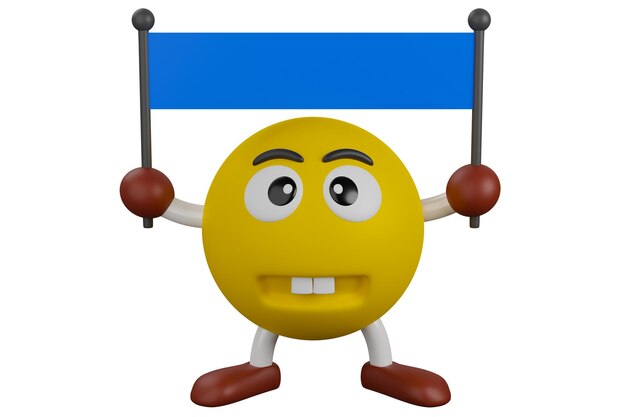 Emoji drôle 3D avec bannière de drapeau Visages d'émoticônes avec des expressions faciales