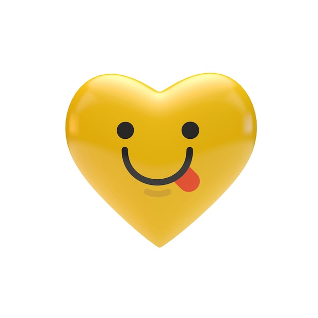 Emoji émoticône personnage en forme de coeur rendu 3D