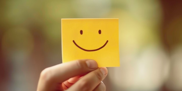 Emoji avec une émotion joyeuse sur un dépliant carré jaune généré par l'IA