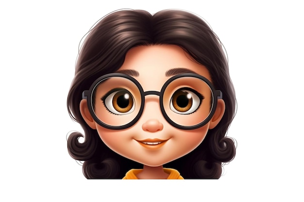 Emoji Girl avec des lunettes sur fond transparent AI
