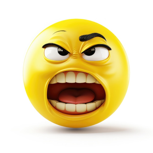 un emoji jaune avec une grimace