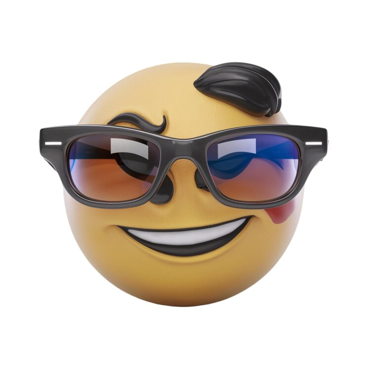 Photo emoji de lunettes de soleil 3d avec une expression fraîche isolée sur fond blanc