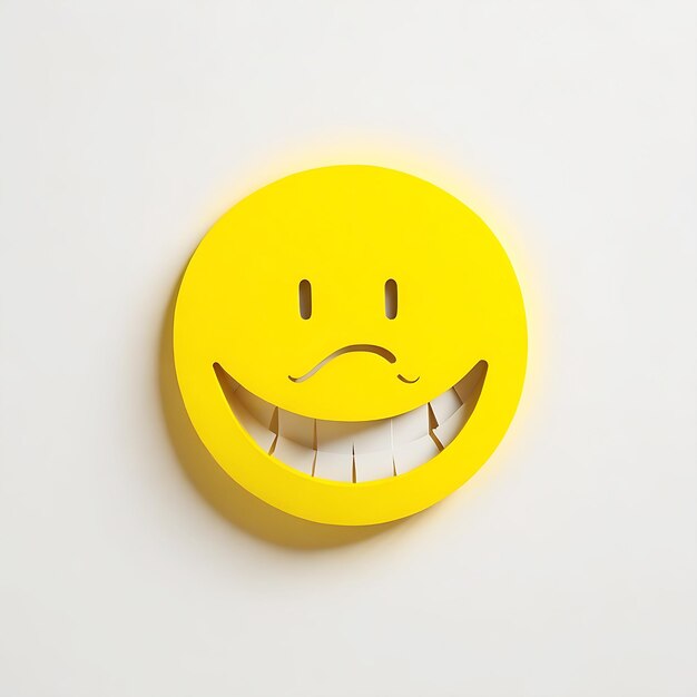 Emoji minimaliste Journée mondiale du sourire Style papier découpé 3D Smiley heureux emoji jaune IA générative