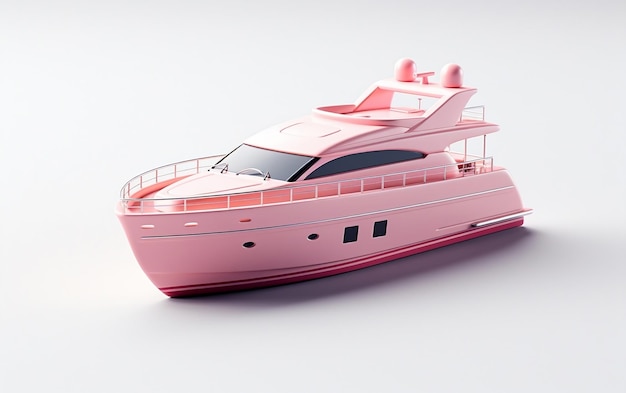 Emoji de petit yacht isométrique mignon Design doux Generative Ai