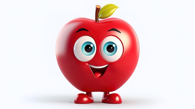 Un emoji de pomme mignon avec une expression surprise générée par l'IA