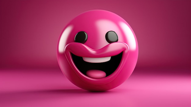 Emoji rire 3D sur fond rose isolé