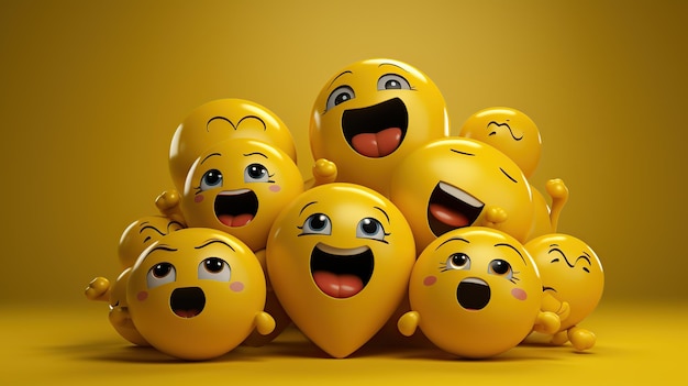 Emoji de rire d'amour 3D sur fond jaune isolé