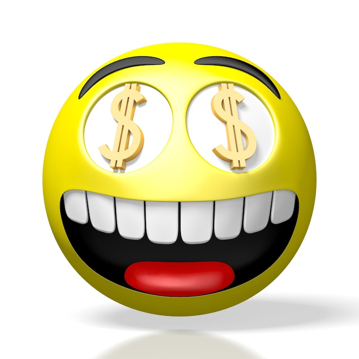 Photo emoji avec le signe dollar dans les yeux