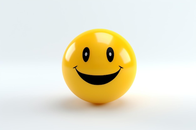 Un emoji souriant créé en 3D sur un fond blanc doucement flou Generative Ai