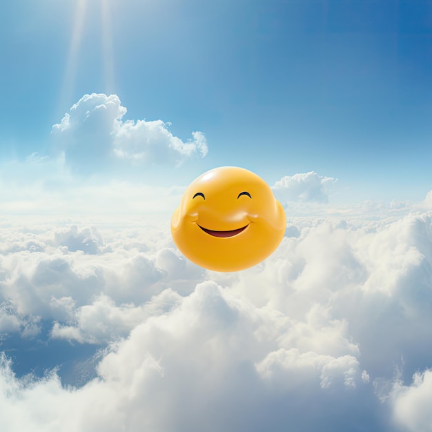 emoji sourire et coeur dans le ciel