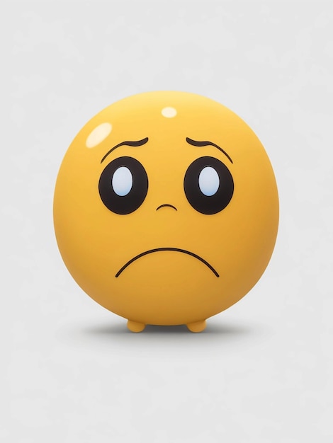 Un emoji avec un visage triste sur un fond blanc