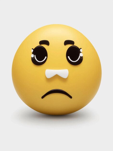 Un emoji avec un visage triste sur un fond blanc