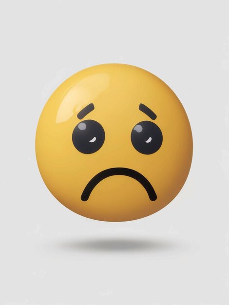 Un emoji avec un visage triste sur un fond blanc