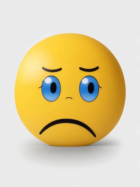 Un emoji avec un visage triste sur un fond blanc