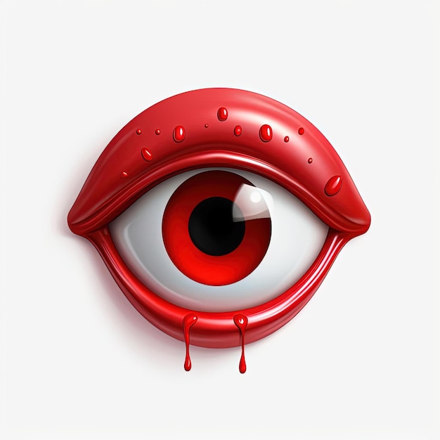 un emoji avec des yeux rouges et des cils dans le style de 32k u