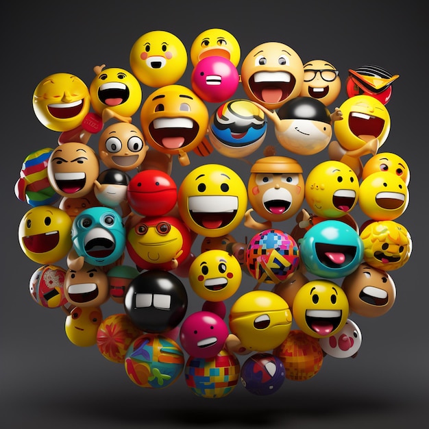 Des emojis colorés en 3D