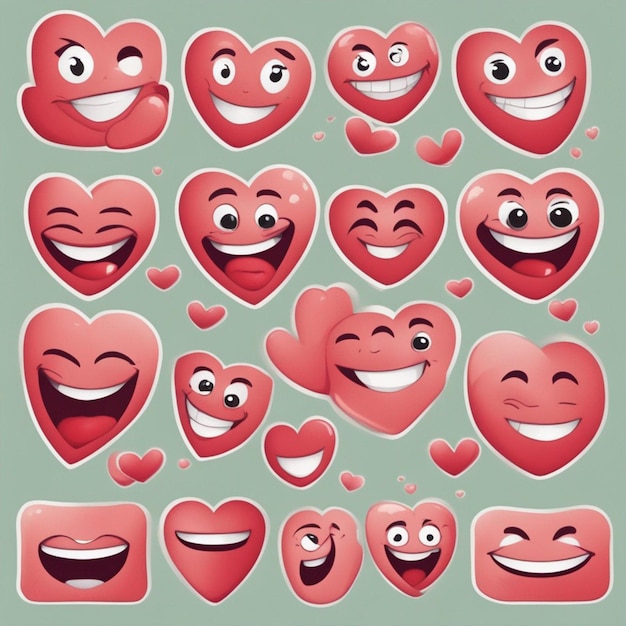 Photo les emojis souriants font une forme de cœur de papier peint