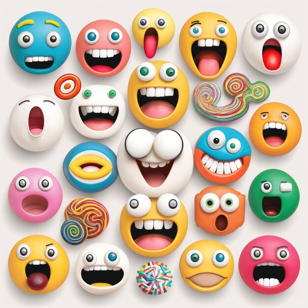 emoticon expressif face emoji coloré avec de l'encre