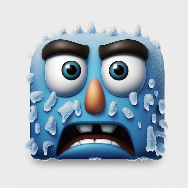 un emoticon expressif avec un visage de glace