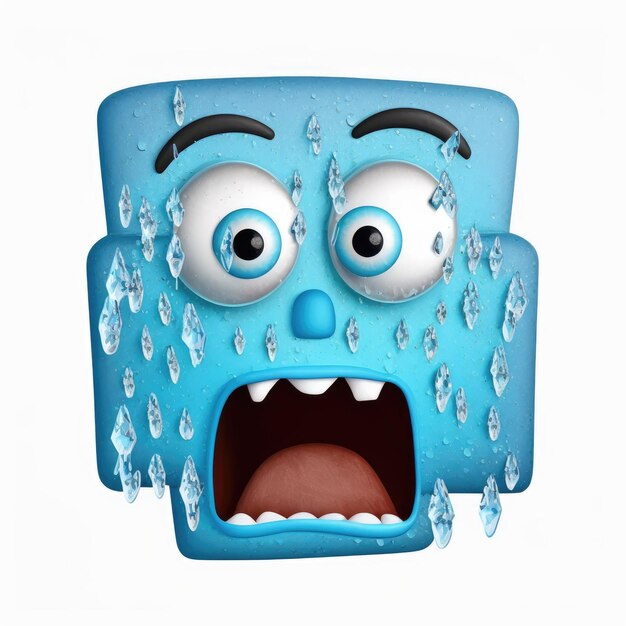 un emoticon expressif avec un visage de glace