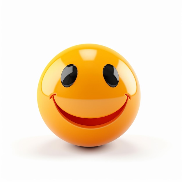 Un emoticon souriant isolé sur un fond blanc rendu en 3D