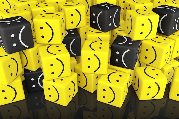 Empilez des cubes avec Smiley Face. rendu 3D.