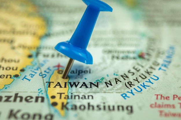 Emplacement Taiwan République de Chine carte de voyage avec marqueur de point de punaise libre concept de voyage en Asie
