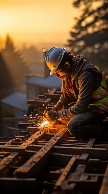 Un employé d'une entreprise de construction