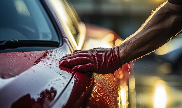 Photo un employé essaye les vitres d'une voiture