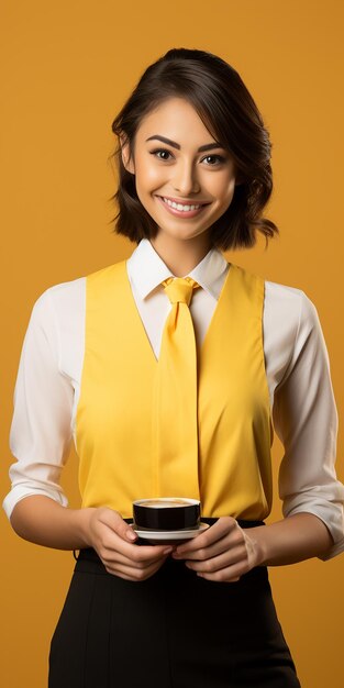 Photo un employé isolé sur un fond jaune