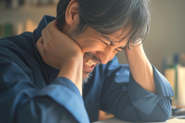 L'employé a des maux de tête et de cou avec le syndrome du bureau