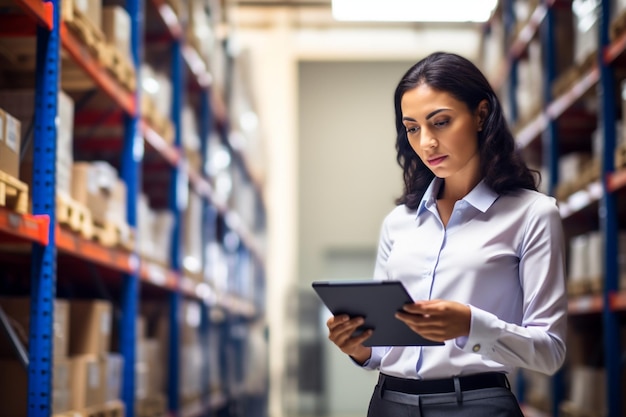 Photo un employé ou un superviseur contrôle le stock