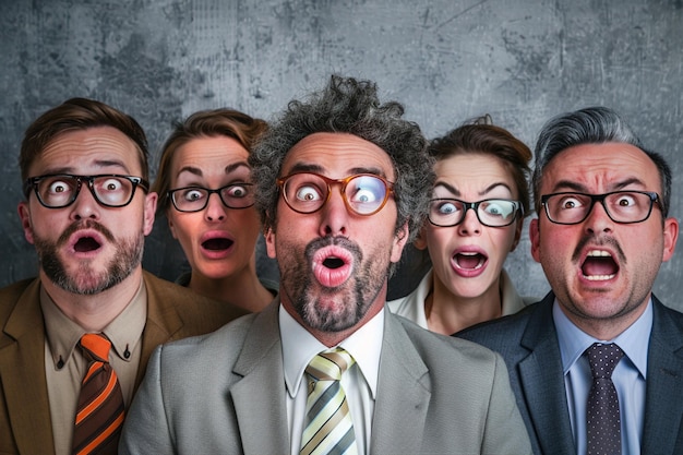 les employés au travail sont occupés temps amp différents types d'expressions faciales