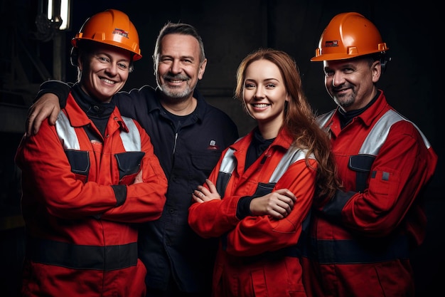 Employés heureux en uniforme