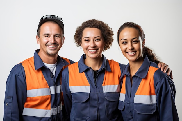 Employés heureux en uniforme