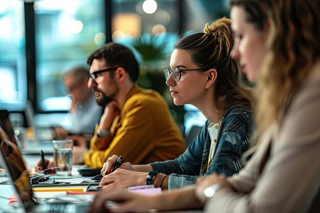 Employés participant à une session de formation en entreprise