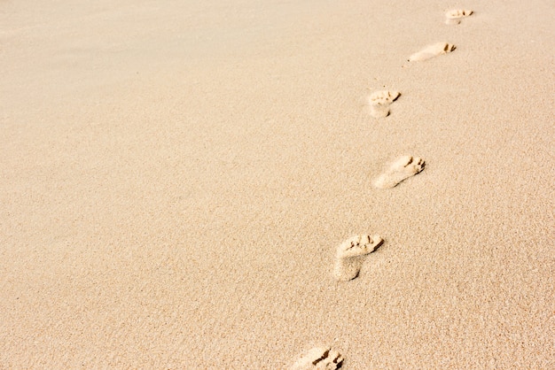 Empreintes humaines sur le sable de la plage.