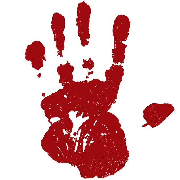 Photo empreintes de mains en couleur rouge sur fond blanc