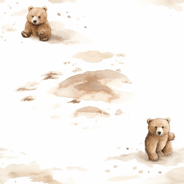 Photo les empreintes d'ours en peluche dans la neige