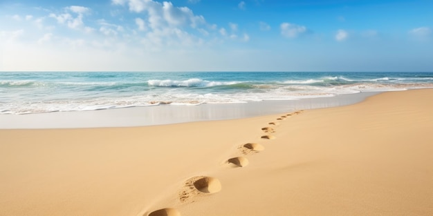 Empreintes de pas dans le sable sur une plage