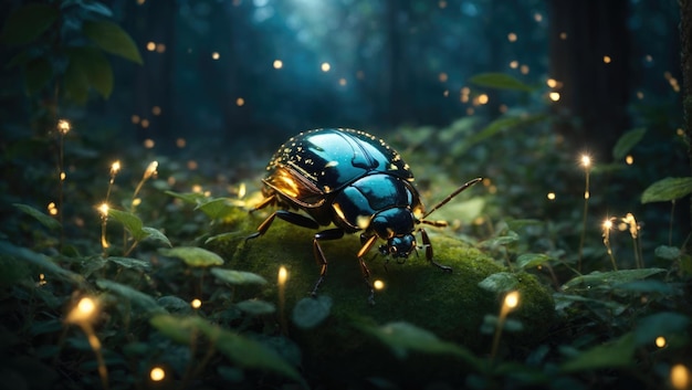 Enchantement au clair de lune Le royaume nocturne du scarabée de conte de fées