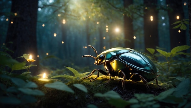 Enchantement au clair de lune Le royaume nocturne du scarabée de conte de fées