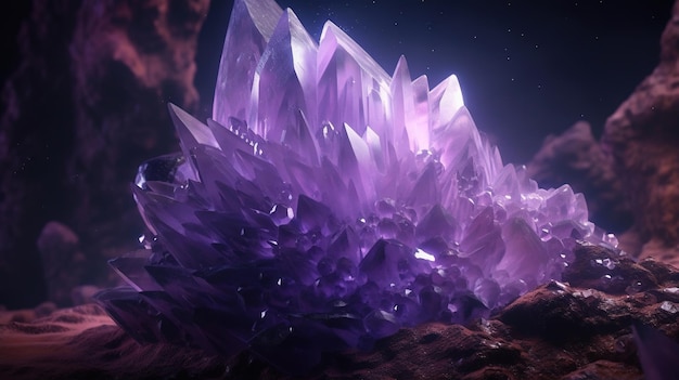 Enchanteur et d'un autre monde une illustration d'art numérique en cristal d'améthyste AI générative