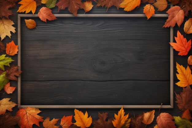 Enchanting Autumnal Vibes Un tableau d'école noir captivant avec beaucoup d'espace pour le texte au milieu d'un caprice
