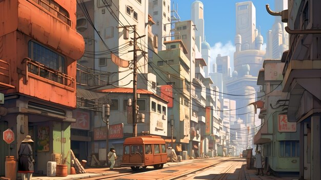 Enchanting Cityscape Studio Ghibli inspiré par le paysage urbain