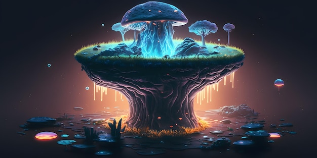 Enchanting Mushroom Kingdom dans un style d'art numérique fantastique détaillé 4K avec Epic Beeple Art