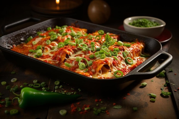 Enchiladas servies avec un jalapeno épicé