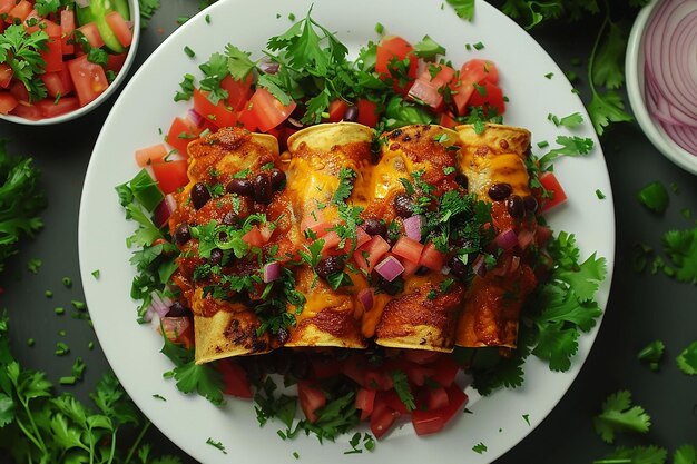 Enchilades de bœuf avec sauce tomate et fromage