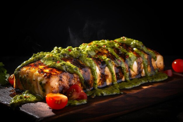 Enchilades de poisson-épée grillé avec salsa verte d'avocat